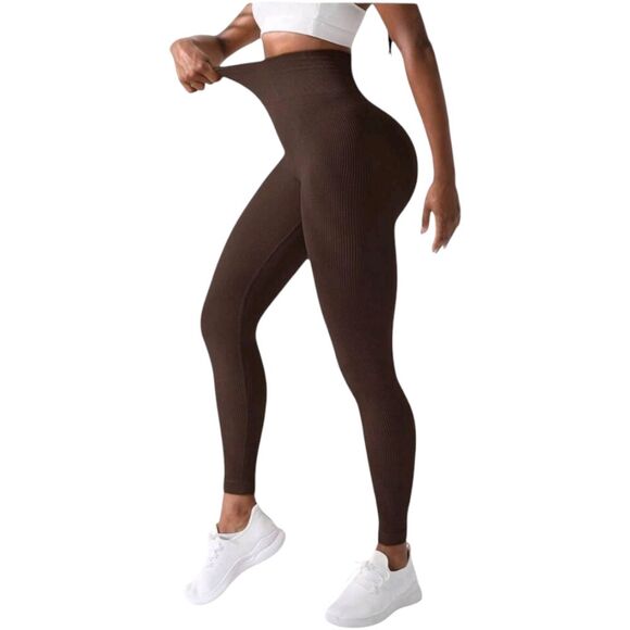 High-Waisted Brown Leggings - Picture 1 of 5